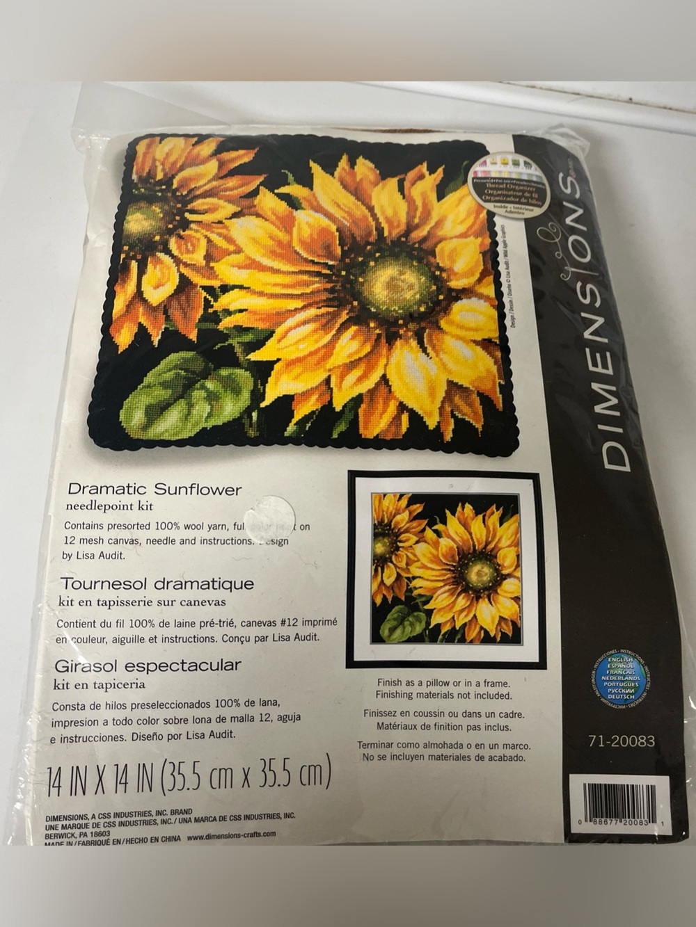 Dimensions Dramatic Sunflower Needlepoint Kit 2015 Brand New Complete
